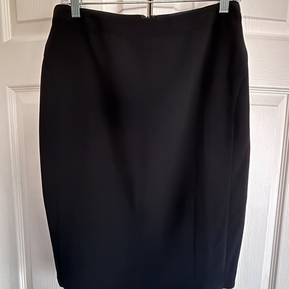Anne Klein Black Skirt with Kick Pleat | Size 30